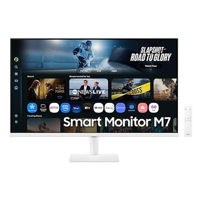 【Samsung 三星】S32FM703UC+白支架 32型 FollowMe 移動式 4K AI智慧聯網螢幕組(VA/60Hz/喇叭/Smart TV)