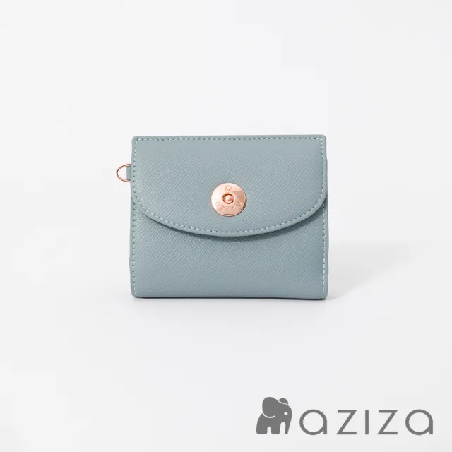 【aziza】OLA釦式短夾(薄暮藍/絕版出清品下殺/送禮首選)