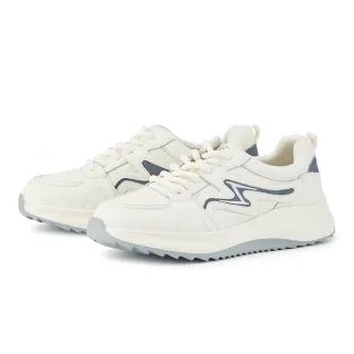 【CHOiCE】輕量造型線條百搭厚底綁帶休閒鞋(藍色)