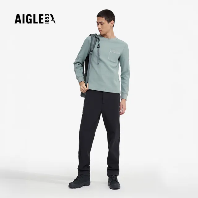 【AIGLE】男 休閒長袖T恤｜AG-4A122A185 青瓷綠(男裝 長袖 長袖上衣 長袖T恤 男 T恤)