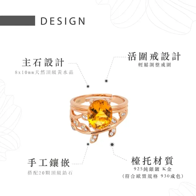 【幸福珠寶】Dazzling 迷霧之森 黃水晶戒指(財富之石 富貴 智慧 Happy  母親節禮物  )
