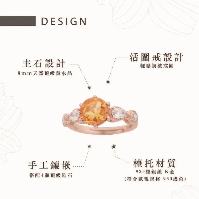 【幸福珠寶】Tyche豐饒女子 黃水晶戒指(財富之石 富貴 智慧 Happy  母親節禮物  )