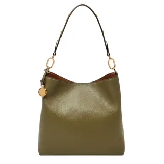 【FOSSIL 官方旗艦館】Jessie 真皮肩背水桶包-綠色 ZB11003316 雙12限定