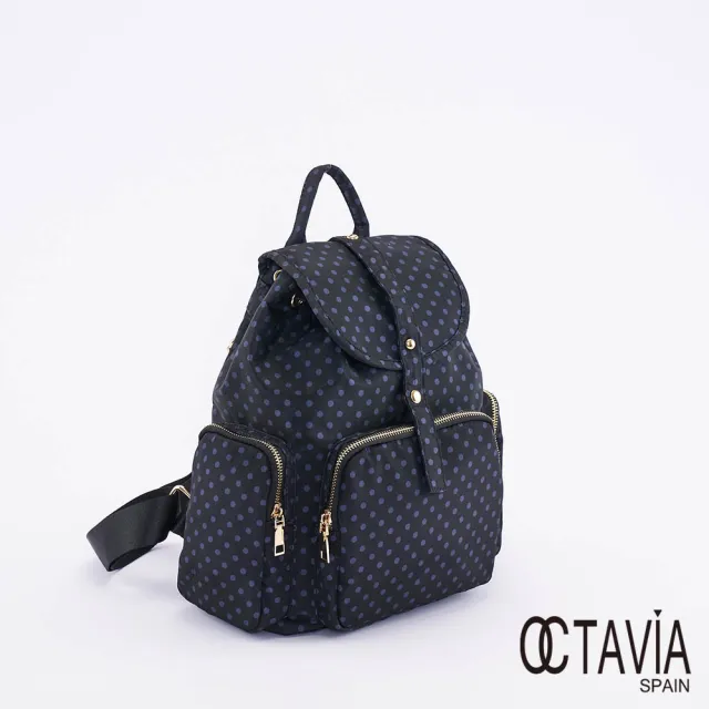 【OCTAVIA 8】雙11 旅伴II  彌生圓點多口袋束口防水尼龍後背包 -大大黑(後背包 點點風)