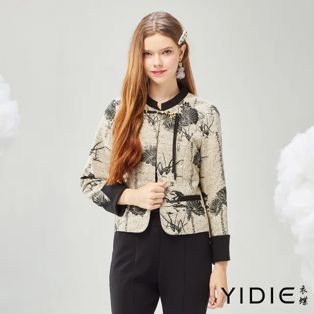 【YIDIE】中國風造型綁結長袖外套-米