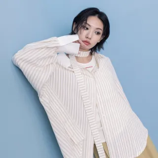 【gozo】A｜提花條紋配色襯衫附領巾(兩色)