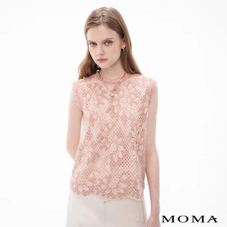 【MOMA】優雅鏤空花邊立體蕾絲刺繡背心(粉色)