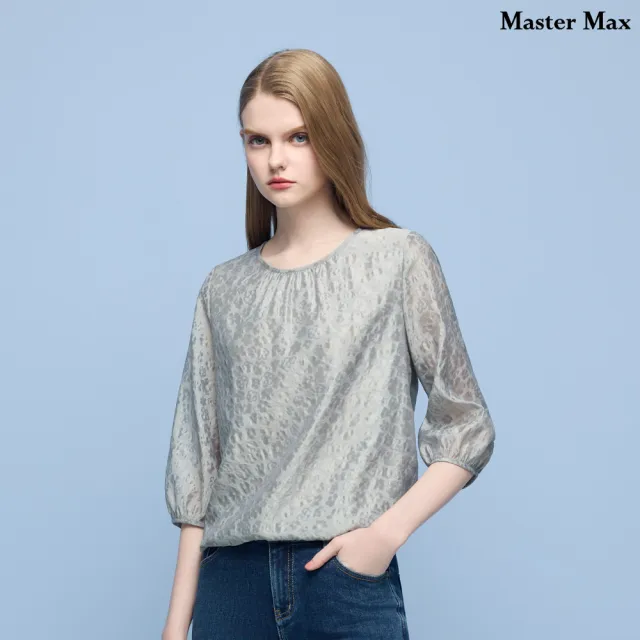 【Master Max】小花圖案光澤感七分袖雪紡上衣(8527016)