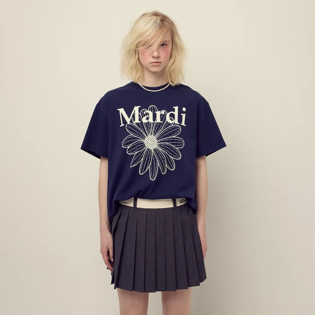 【MARDI MERCREDI】印花短TEE 海軍藍 經典小雛菊 象牙白花 寬鬆 UNISEX TSHIRT FLOWERMARDI
