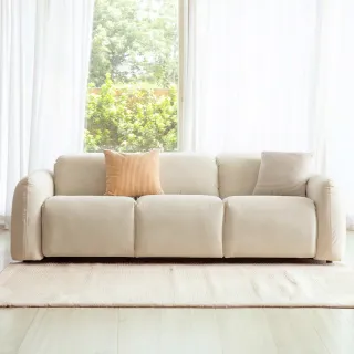 【hoi! 好好生活】Mousse慕斯三人零靠牆電動沙發-雲白色三防貓抓布(不含抱枕)