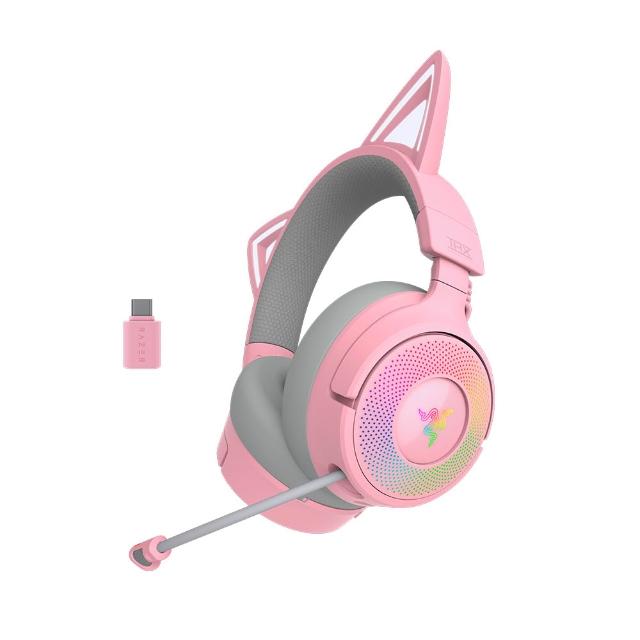 【Razer 雷蛇】北海巨妖 Kraken Kitty V3 Pro 無線電競耳麥 - 粉晶