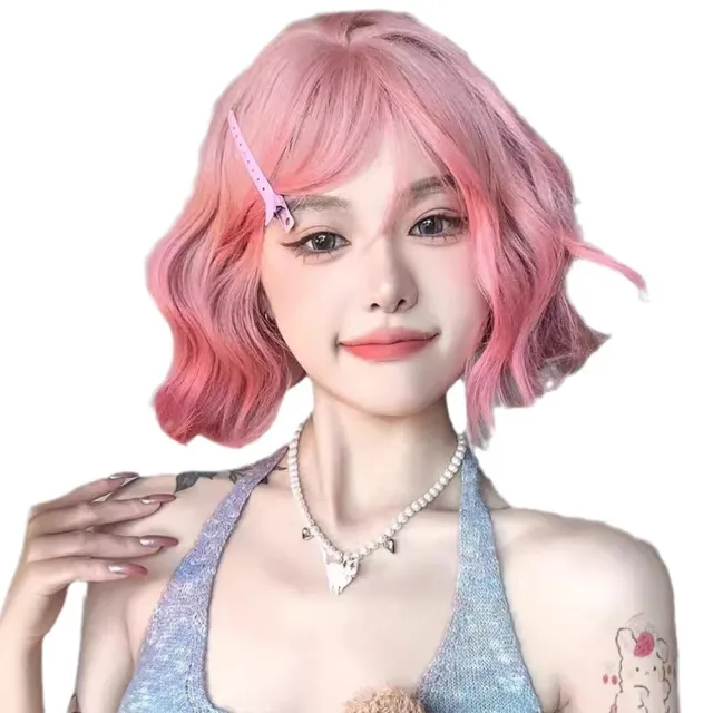 【LEEHER】短髮假髮/假髮/髮片/整頂假髮/日系假髮/粉色假髮/假髮髮片/仿真髮絲