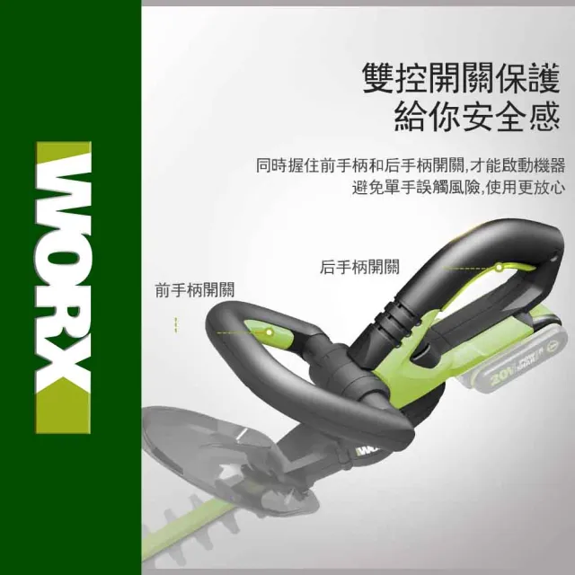 【WORX 威克士】20V 46cm 鋰電籬笆機 空機(WD254.9)