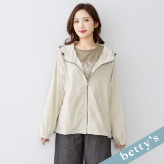 【betty&rsquo;s 貝蒂思】出清品  連帽抽繩拼接外套(米白)
