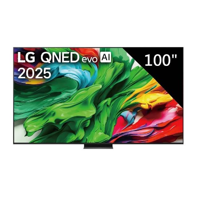 LG樂金 100QNED86AT 100吋 4K QNED 智慧電視，採用先進 QNED 面板技術，提供 3840 x 2160 超高解析度畫質，120Hz 倍頻順暢播放。內建 AI 音效環繞音場，20W 喇叭輸出震撼音效。支援 3 組 HDMI 高畫質端子、2 組 USB 插槽，功能選單支援中文。含底座尺寸 2230 x 1372/1324 x 434 mm，重量 75.6 kg，電源 110V，產地印尼，BSMI 許可 R3A062，提供 2 年保固及桌上型基本安裝服務。完美適閤家庭娛樂，享受頂級視聽體驗。