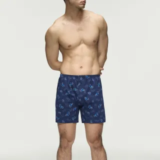 【Mr. DADADO】單車騎趣 M-3L印花四角男內褲-天然絲光棉-吸濕排汗-GHQ527DB(深藍色)