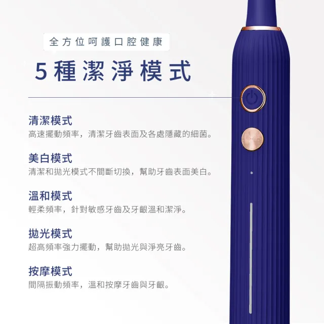 【KINYO】淨亮聲波電動牙刷附專業杜邦刷頭10入(超值30個月套組 IPX7全機防水)