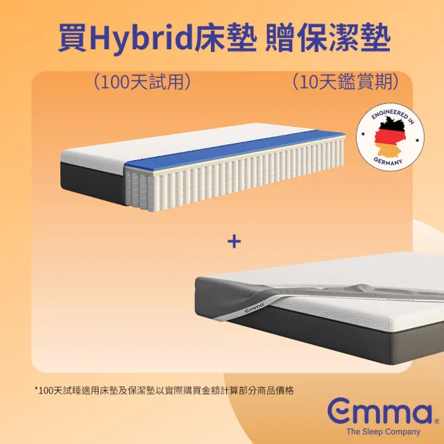 【德國Emma】Hybrid獨立筒床墊 送保潔墊 標準雙人(歐洲獲獎獨立筒 100天試睡)