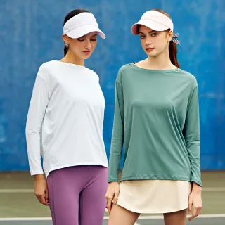 【YUANDONGLI 元動力】裸感落肩一字領運動上衣(七色；S-L；4234331001)