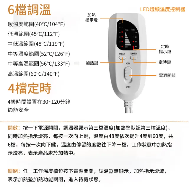【Warmi】六檔溫熱恆溫加熱電熱毯 肩頸背保暖熱敷墊 帶按扣暖身加熱毯 電加熱披肩毯 發熱毯/溫熱電毯