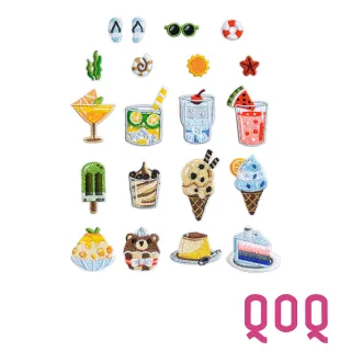 【QOQ】卡通貼布 刺繡貼布/可愛卡通夏日下午茶圖樣刺繡貼布 DIY材料 衣物補丁 自黏膠款(20款任選)