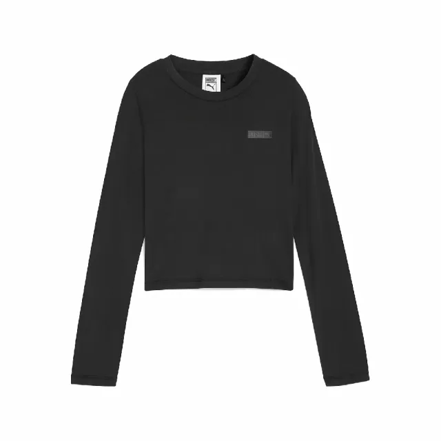 【PUMA】x ROSE 上衣 Long Sleeve Tee 女款 聯名 黑 合身 長袖 微短版 無小卡(633805-01)