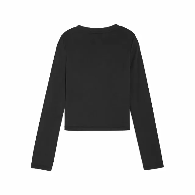 【PUMA】x ROSE 上衣 Long Sleeve Tee 女款 聯名 黑 合身 長袖 微短版 無小卡(633805-01)