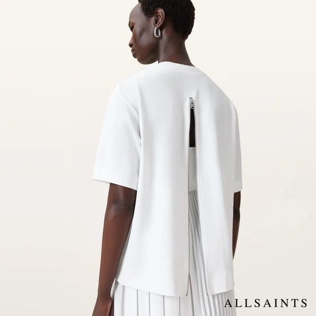 【ALLSAINTS】JAX 兩件式T恤拉鍊罩衫洋裝-白 W326DB(常規版型)