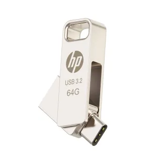 【HP 惠普】64GB 雙用隨身碟 Type-C + A 金屬製 USB 3.2 讀取高達 120 MB/s(x206c)