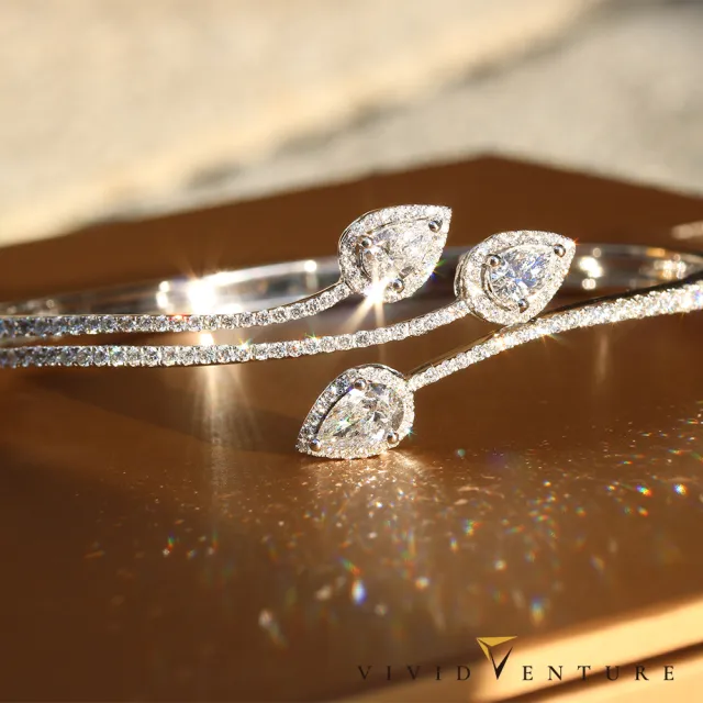 【Vividventure 亞帝芬奇】GIA 1.5克拉 FSI2 三主石 天然鑽石 真鑽 手環 Just For You(18K金台)