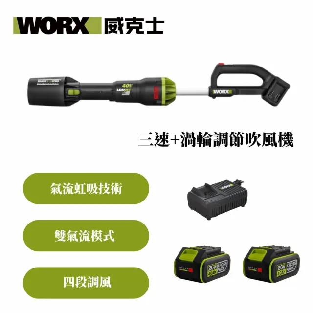 【WORX 威克士】40V 無刷鋰電渦輪式吹風機(WD585)