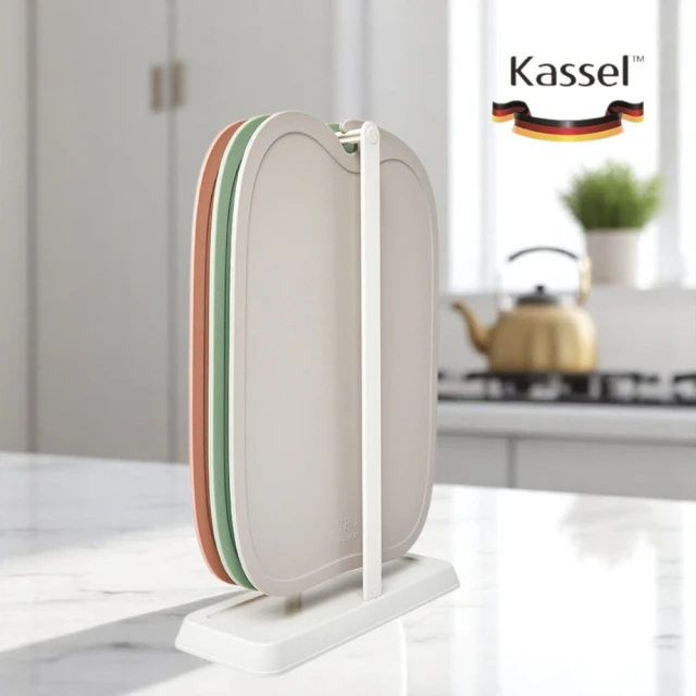 【韓國Kassel】Apple 無痕砧板3色組(含砧板立架/韓國製/共3片)