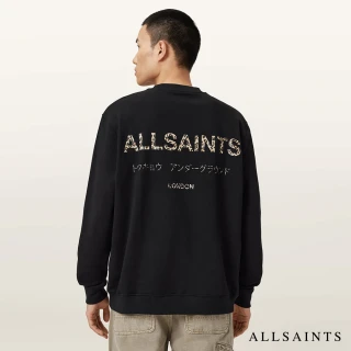 【ALLSAINTS】UNDERGROUND 純棉LOGO長袖衛衣-豹紋 M033NB(寬鬆版型)