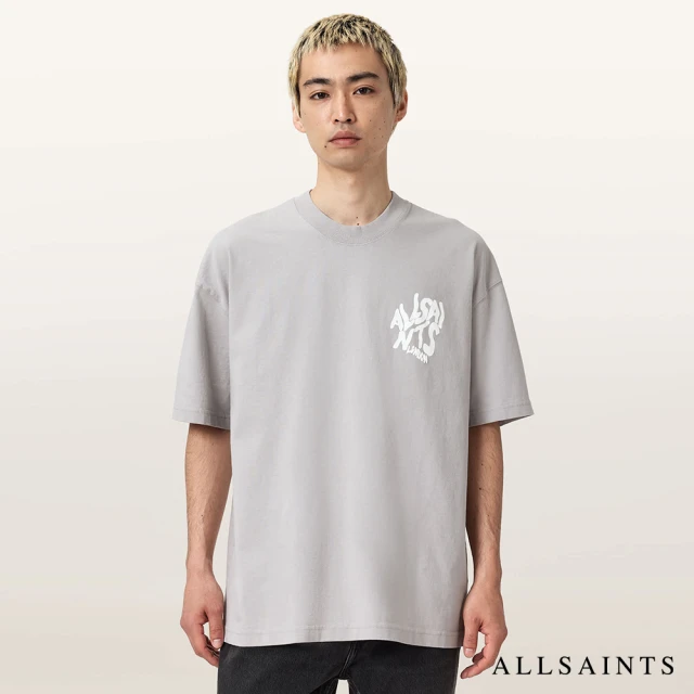 【ALLSAINTS】ORLANDO 純棉寬鬆LOGO短袖T恤-灰 M066PC(寬鬆版型)
