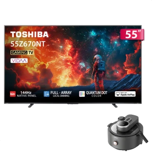 【TOSHIBA 東芝】REGZA 55型4K QLED 144Hz FullArray AirPlay2 智慧顯示器(55Z670NT)