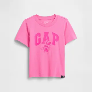 【GAP】女幼童裝 Gap x Disney迪士尼聯名 Logo印花圓領短袖T恤-粉色(767980)