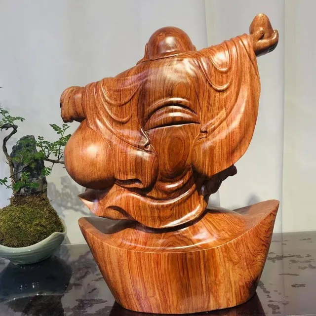 【桃花源創意工坊】招財元寶彌勒木雕(木雕)