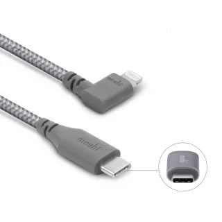 【moshi】Integra Lightning to USB-C 90度彎頭充電線/編織傳輸線(1.5m Type-C iPhone充電線)