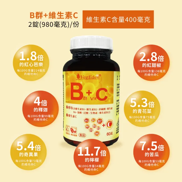 【光量生技】機能酵母B群+維生素C錠_3罐入(60錠/罐)