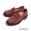 【KOKKO】經典百搭寬楦厚底樂福鞋(麂皮棕)