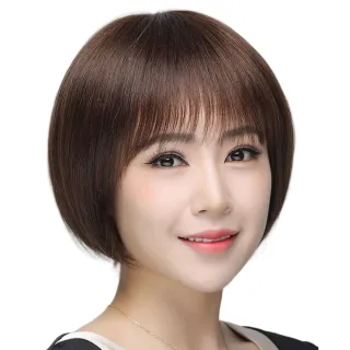 【LEEHER】真人髮絲/真髮假髮/波波頭/髮片/整頂假髮/頭套式假髮/化療假髮/增髮量/自然/假髮/女生