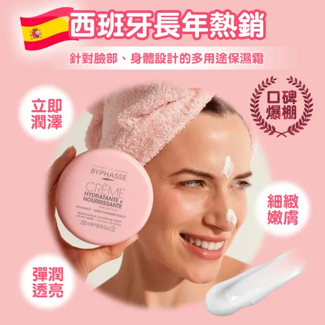 【BYPHASSE 蓓昂斯】保濕修護嫩膚霜x2入 臉/身體適用(粉嫩寶寶香 立即潤澤 細緻嫩膚 彈潤透亮)