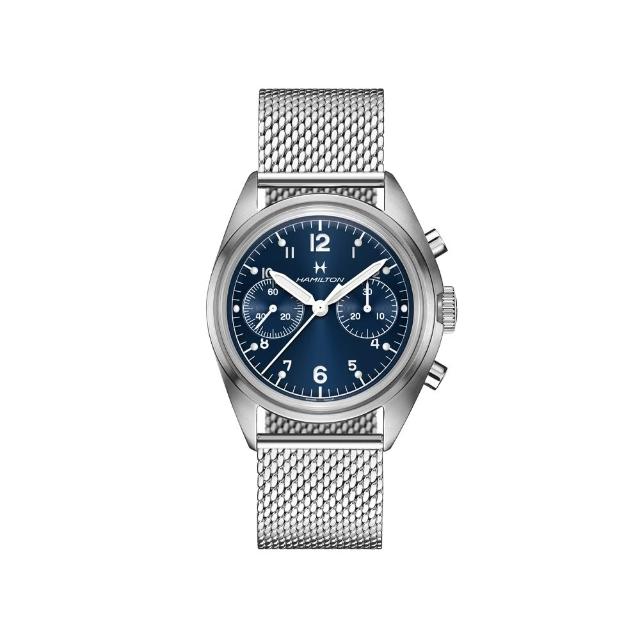 【HAMILTON 漢米爾頓】卡其空軍飛行員 Pioneer 機械腕錶 40mm(手動上鍊 中性 米蘭帶 H76409140)