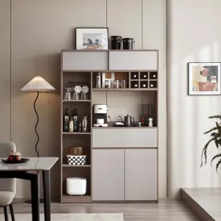 【hoi! 好好生活】Linsy簡約雙色多功能高餐邊櫃1.15M 灰色