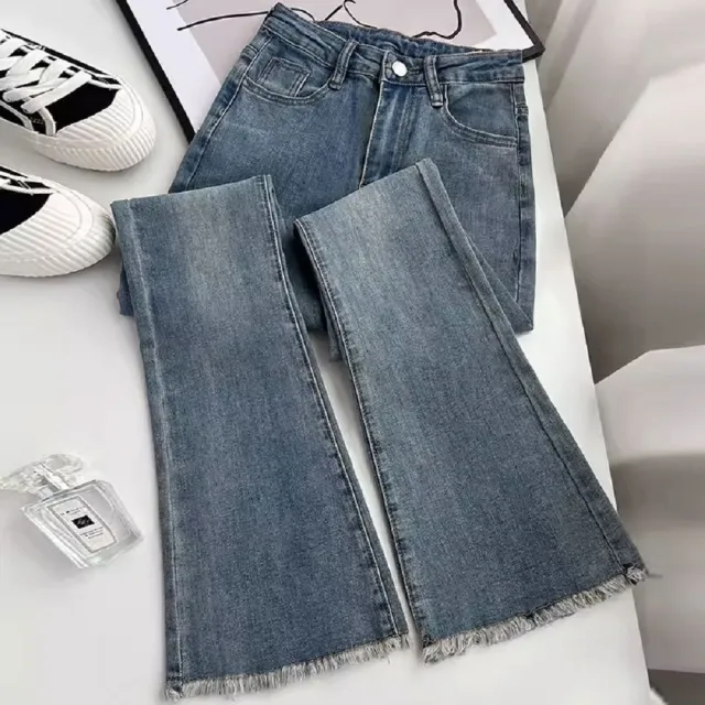 【ONEY 歐妮】★流蘇復古中高腰喇叭褲(女裝/長褲/休閒褲/喇叭褲/錐形)