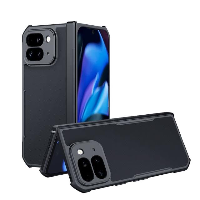 【XUNDD 訊迪】Google Pixel 9 Pro Fold 軍事防摔+自帶玻璃貼 鏡頭全包覆 摺疊手機殼-夜幕黑