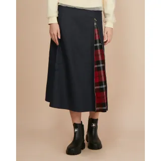 【SCOTTISH HOUSE】開叉格紋天絲牛仔長裙-深靛藍 CIWB2357