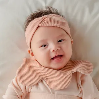 【Happy Prince】韓國製彌月禮盒組-Bebe針織女嬰兒童髮帶+Fleecy馬卡龍雙面花瓣圍兜(新生兒禮盒嬰兒口水巾)