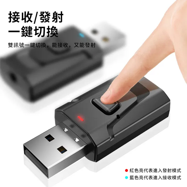 【YUNMI】四合一5.0免驅藍牙接收器 藍牙傳輸器 3.5mm無線音頻藍牙適配器(適用車載 滑鼠 遊戲手柄 音響)