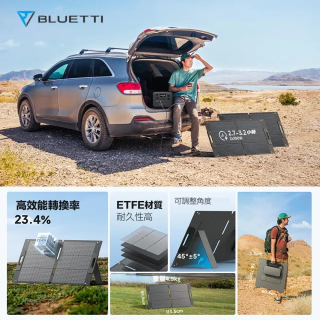 【BLUETTI】AC50P 700W 戶外移動電源+100W太陽能板套組(移動電源 戶外電池 露營 車宿 行動電源 UPS)